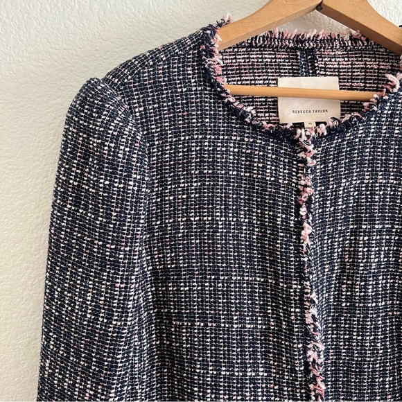 Rebecca Taylor Navy and Pink Tweed Jacket Size 10 - Picture 3 of 11